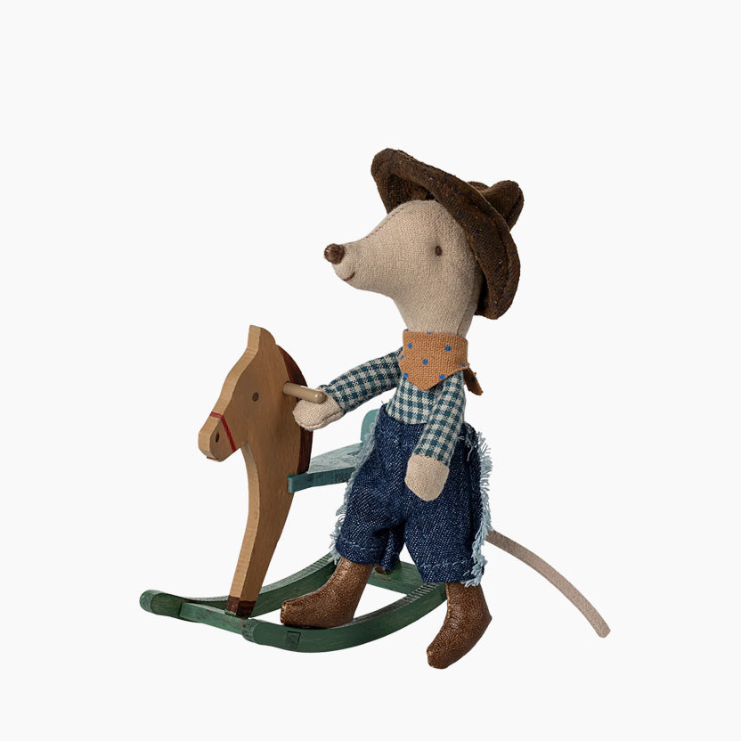 Cowboy Mouse com Cavalo de Baloiço - Rato Maileg