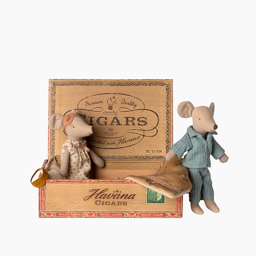 Mum & Dad mice in cigarbox